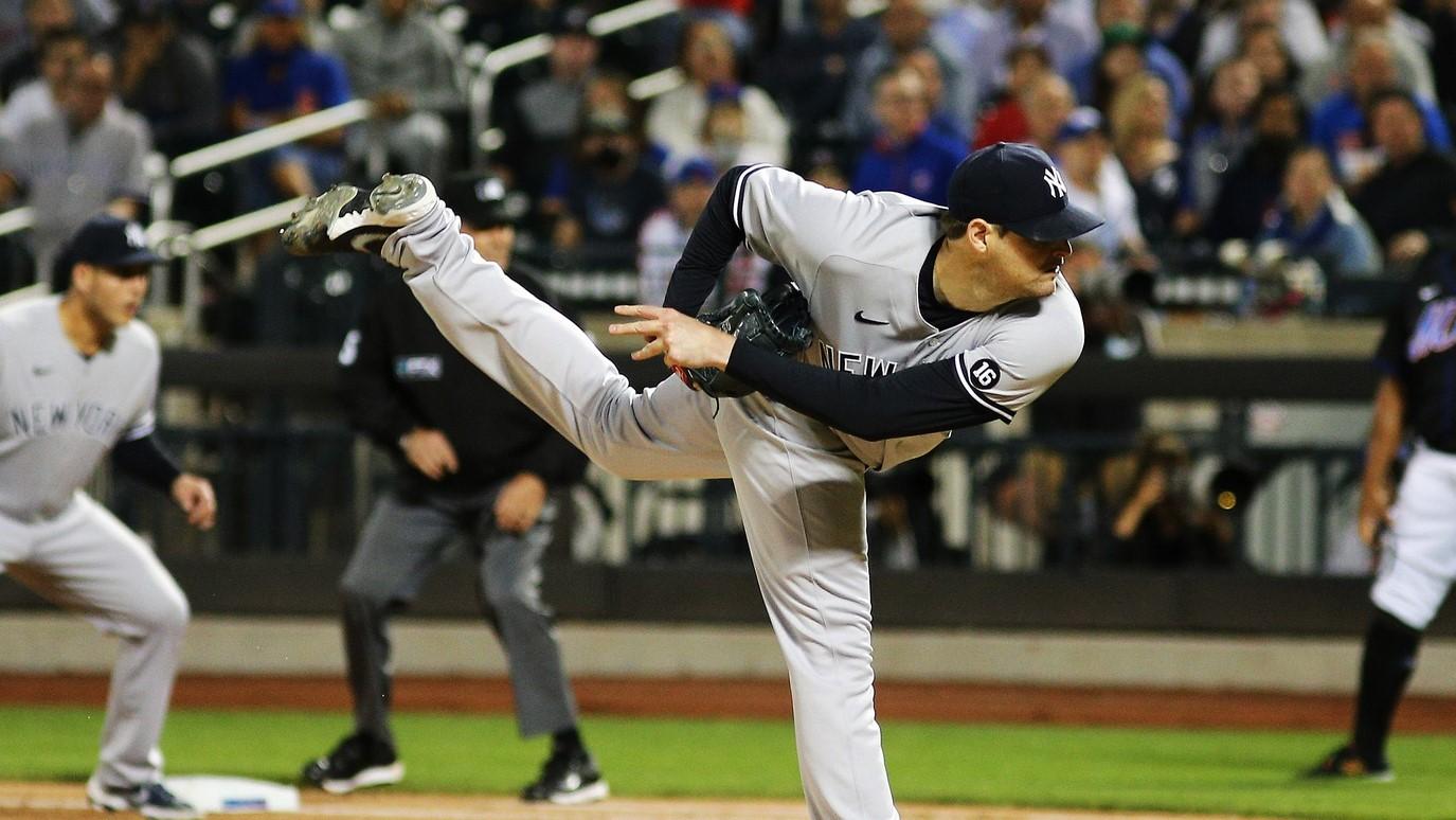 New York Yankees starting pitcher Jordan Montgomery (47) pitches against the New York Mets during the first inning at Citi Field.