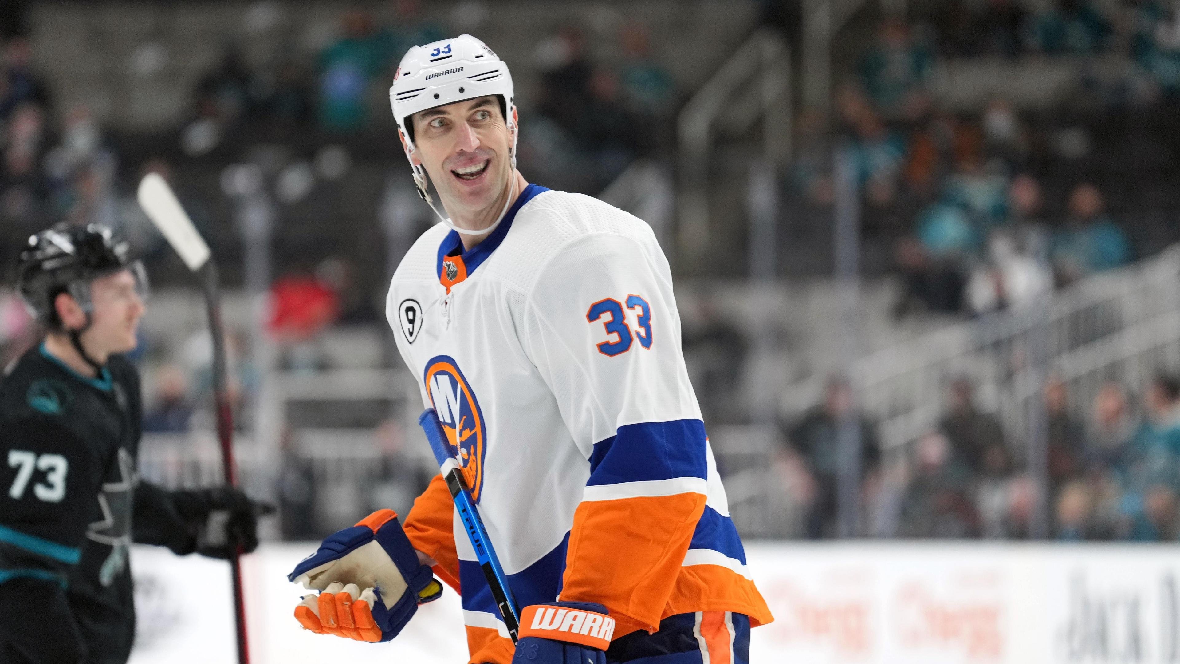 Feb 24, 2022; San Jose, California, USA; New York Islanders defenseman Zdeno Chara (33) during the second period against the San Jose Sharks at SAP Center at San Jose.