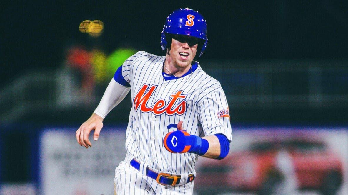 Brett Baty rounding the bases while with Triple-A Syracuse. / Matt Kipp/Courtesy of Syracuse Mets