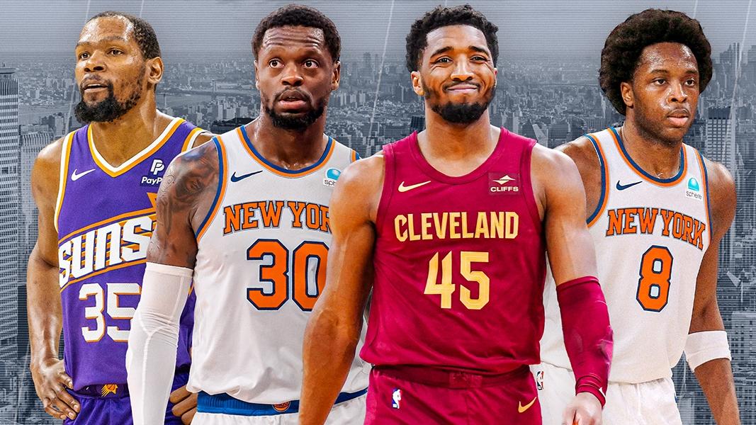 Kevin Durant, Julius Randle, Donovan Mitchell, OG Anunoby Treated Art 