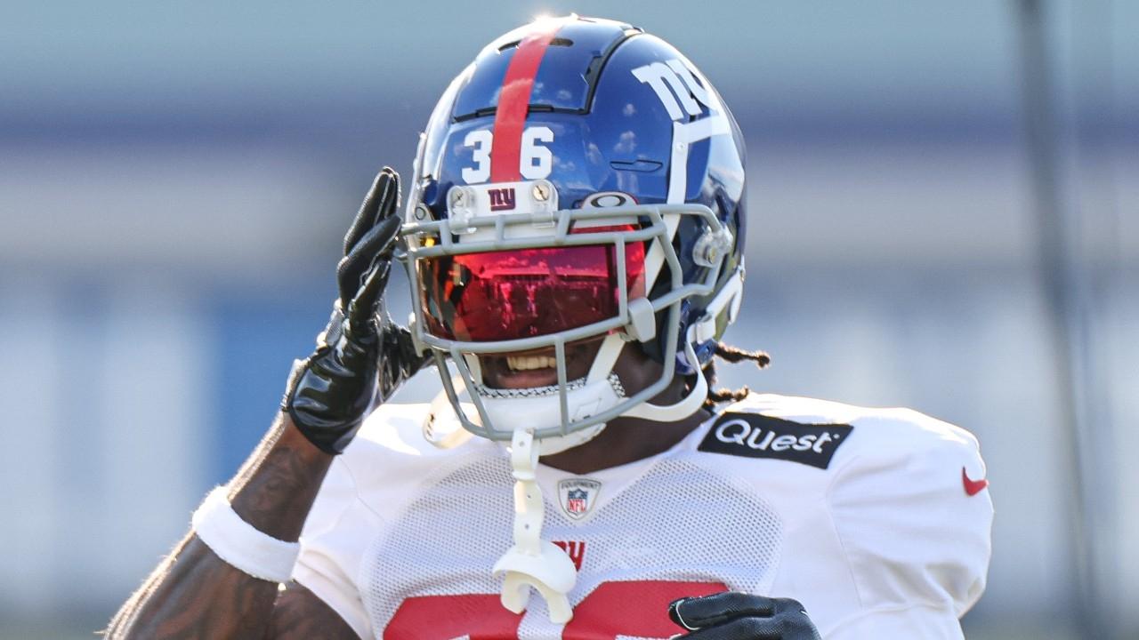 New York Giants cornerback Deonte Banks (36) during training camp.