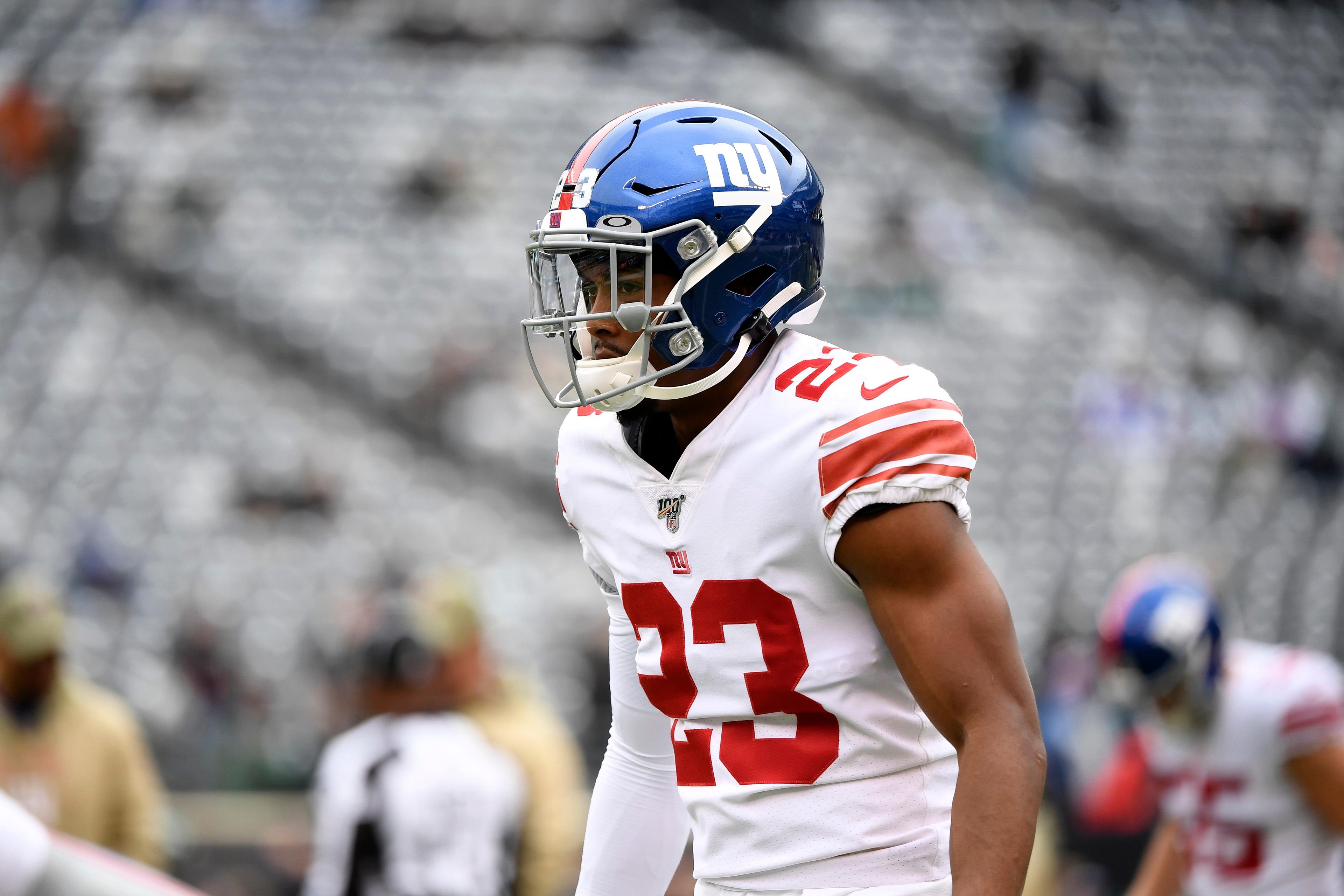 New York Giants cornerback Sam Beal (23) warms up before his Giants debut against the New York Jets on Sunday, Nov. 10, 2019, in East Rutherford. Nyg Vs Nyj Week 10