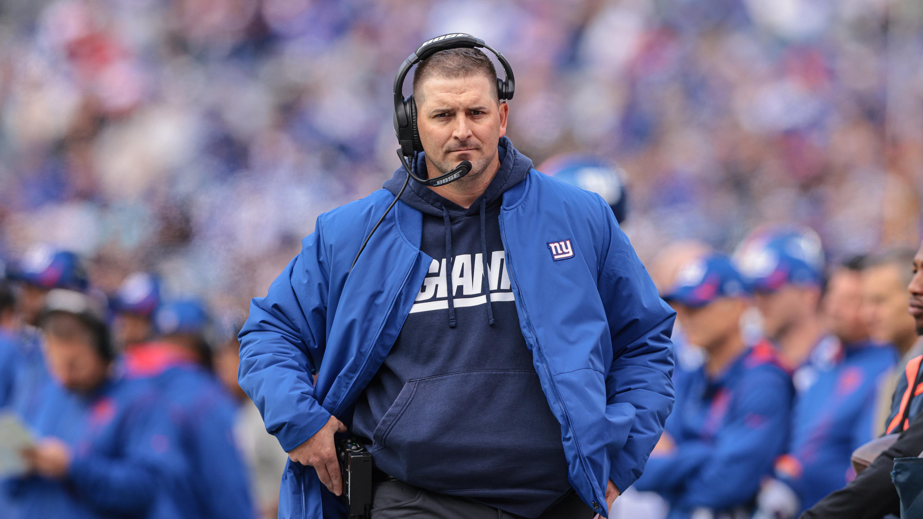 New York Giants head coach Joe Judge looks on during the second half against the Carolina Panthers at MetLife Stadium.