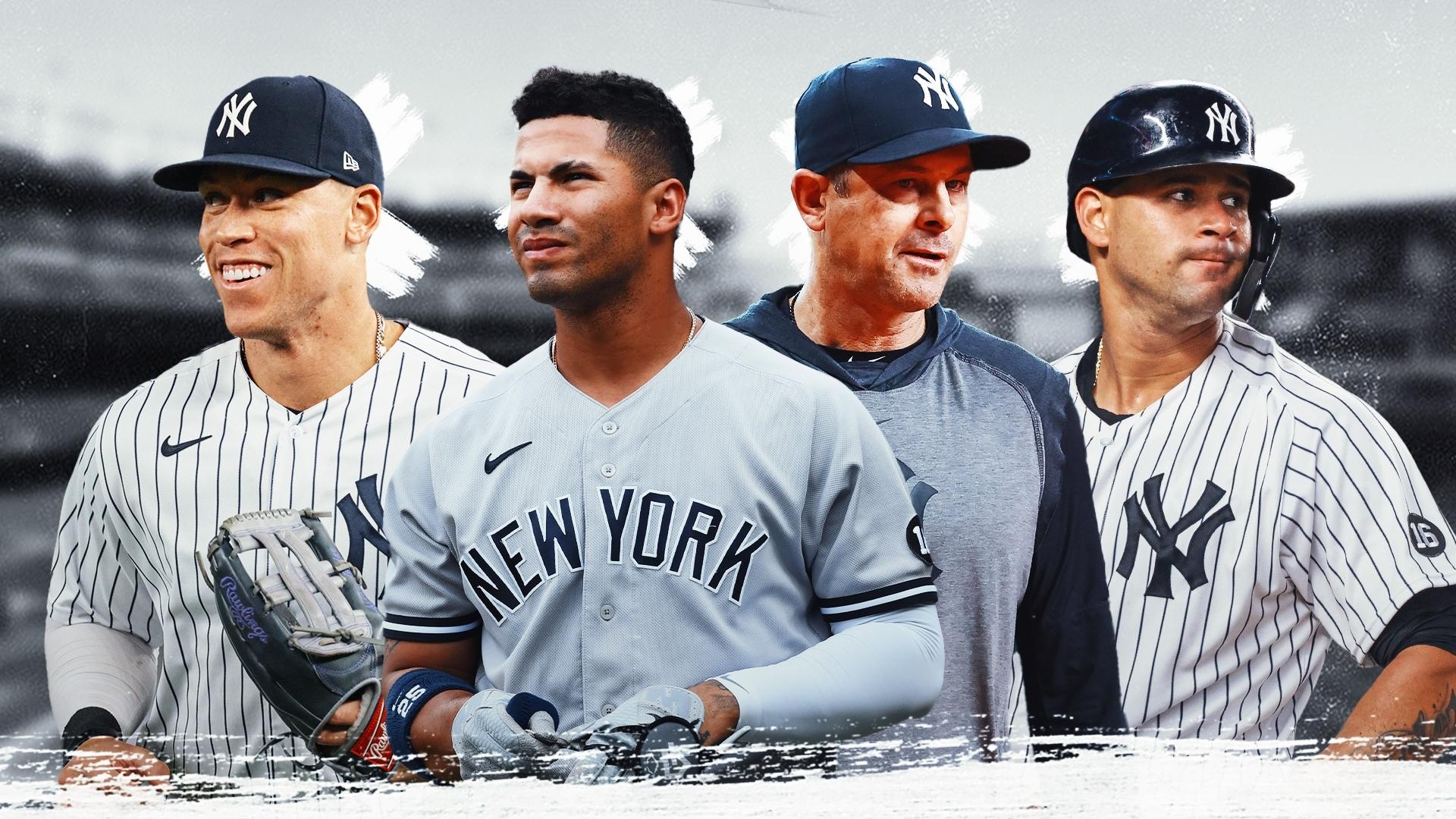 Aaron Judge, Gleyber Torres, Aaron Boone and Gary Sanchez