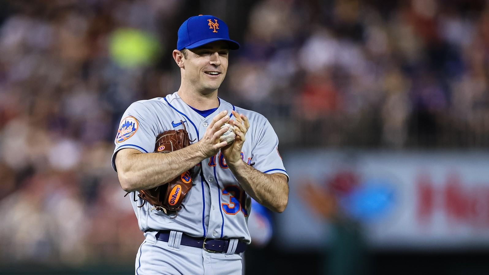 May 12, 2023; Washington, District of Columbia, USA; New York Mets relief pitcher David Robertson (30) reacts after Washington Nationals catcher Keibert Ruiz (20) is retired during the eighth inning at Nationals Park.