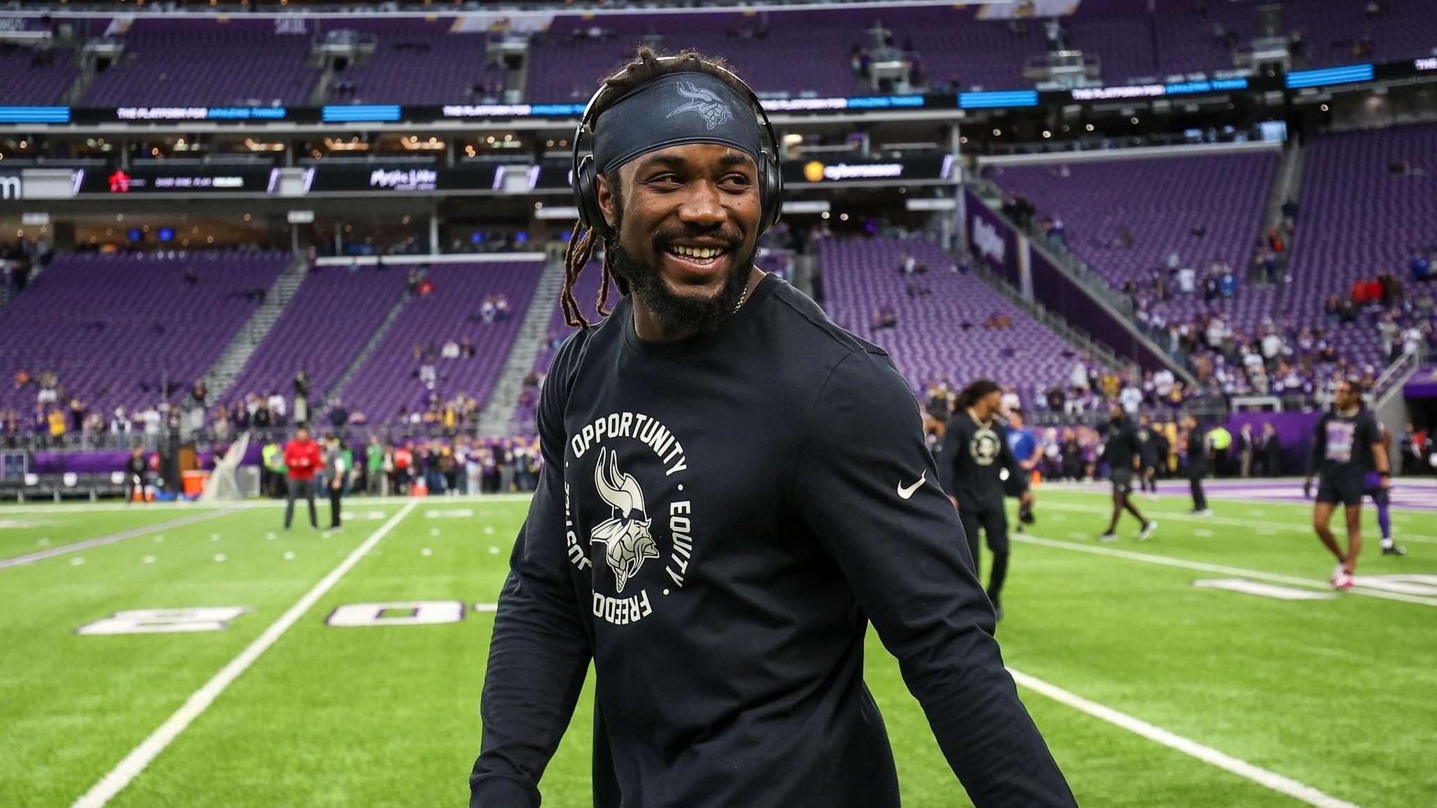 Then-Minnesota Vikings running back Dalvin Cook (4) looks on before the game against the Indianapolis Colts.