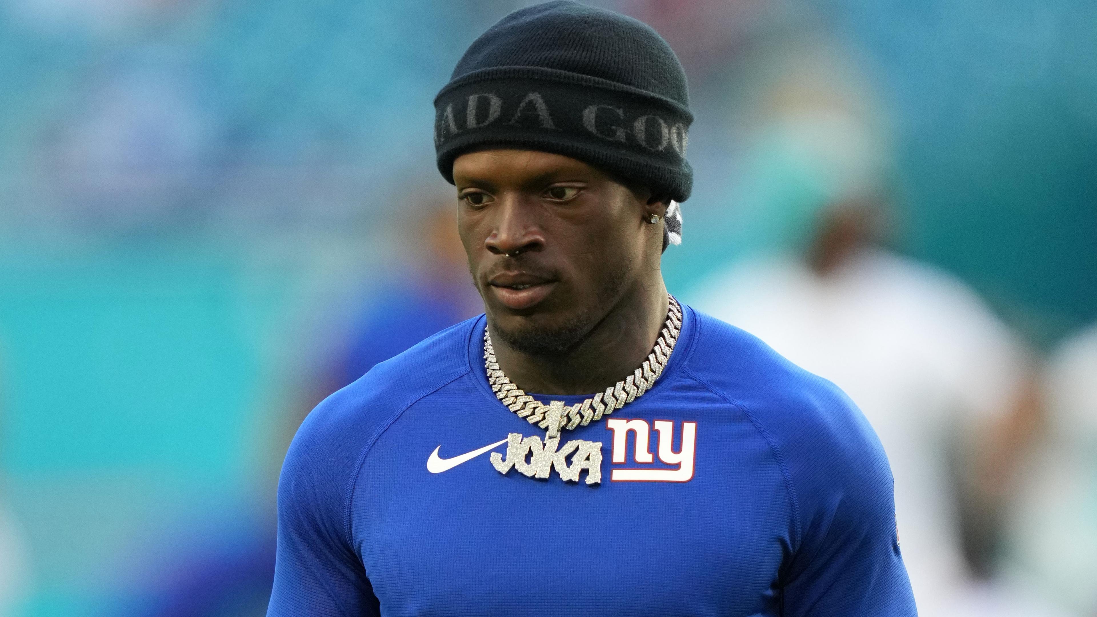 Dec 5, 2021; Miami Gardens, Florida, New York Giants wide receiver Kadarius Toney (89) walks off the field after the game against the Miami Dolphins at Hard Rock Stadium. Mandatory Credit: Jasen Vinlove-USA TODAY Sports