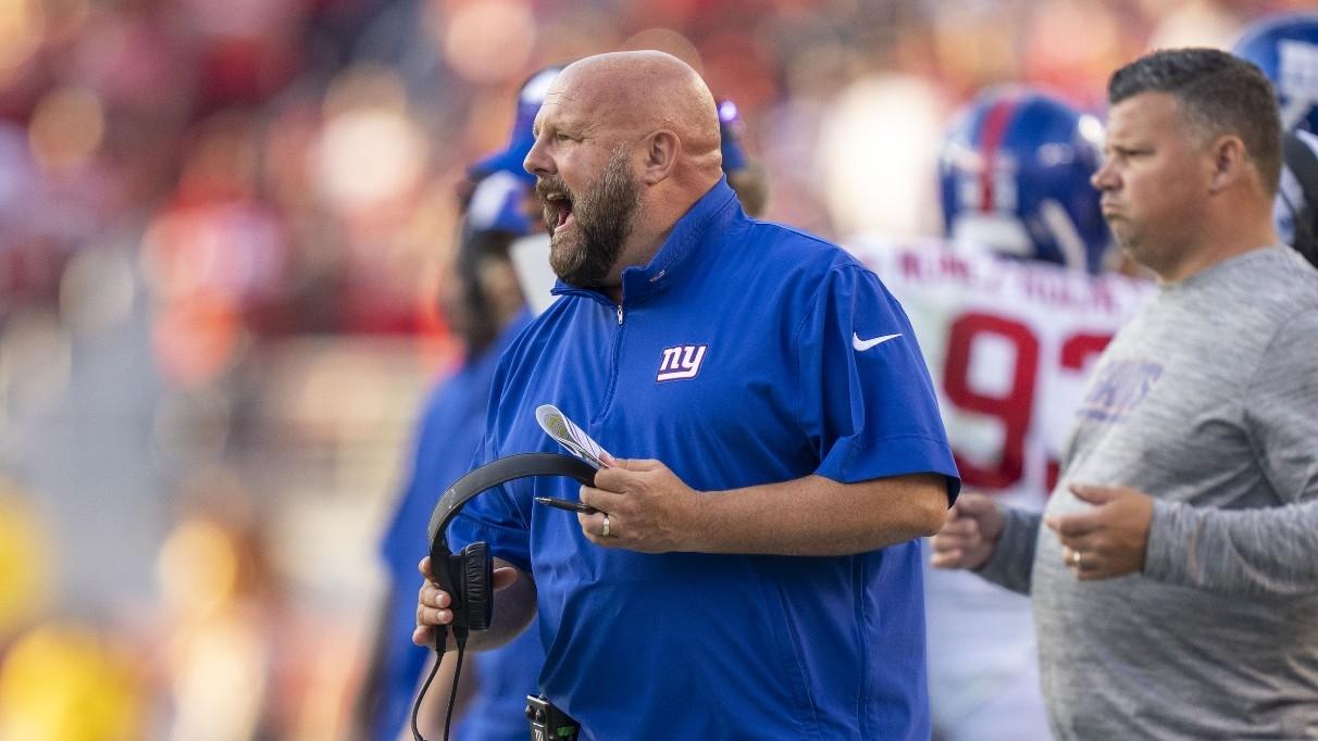 New York Giants head coach Brian Daboll yells from the sideline against the San Francisco 49ers.