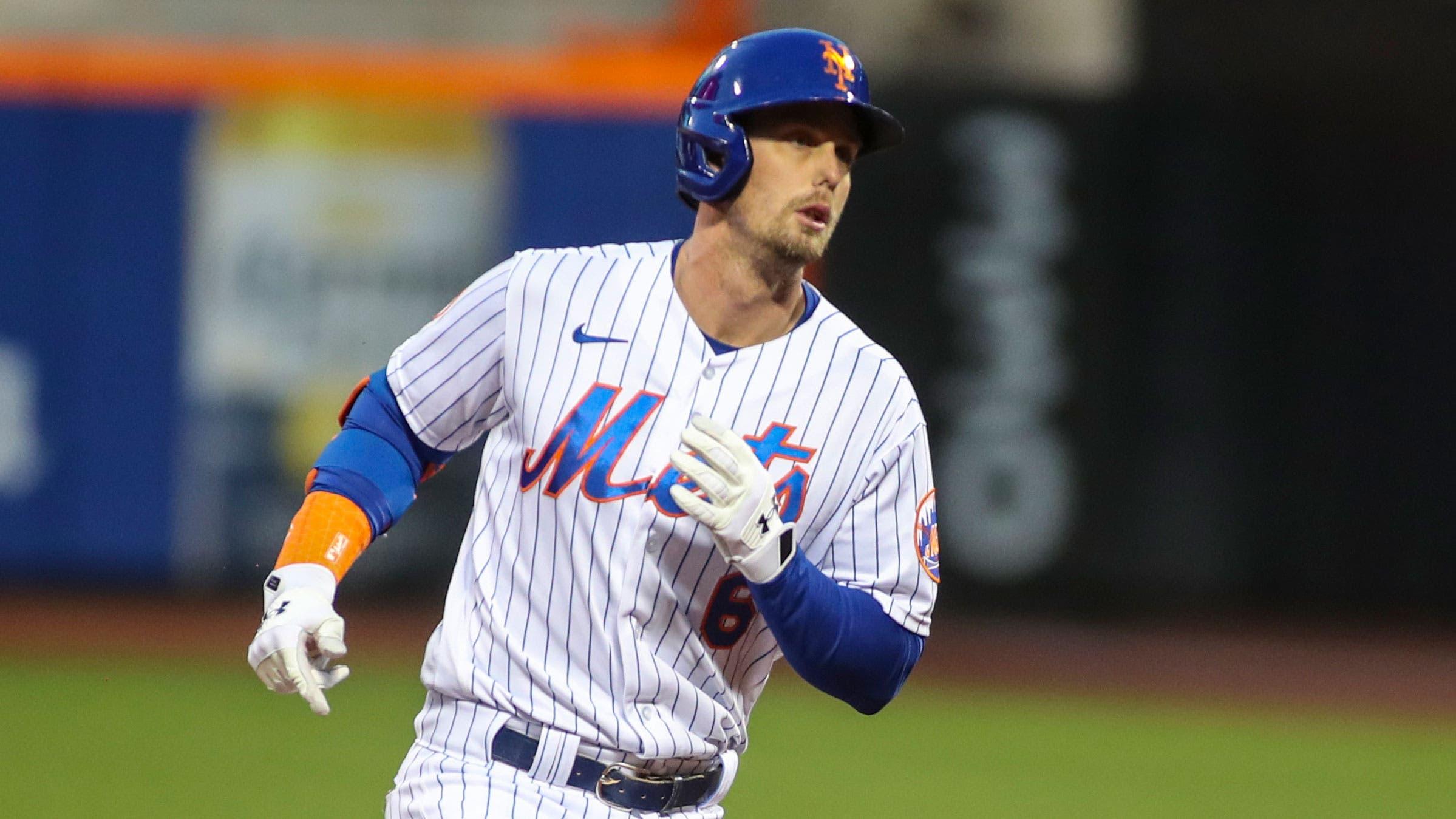 Apr 27, 2021; New York City, New York, USA; New York Mets second baseman Jeff McNeil (6) rounds the bases after hitting a solo home run during the second inning against the Boston Red Sox at Citi Field. / Wendell Cruz-USA TODAY Sports