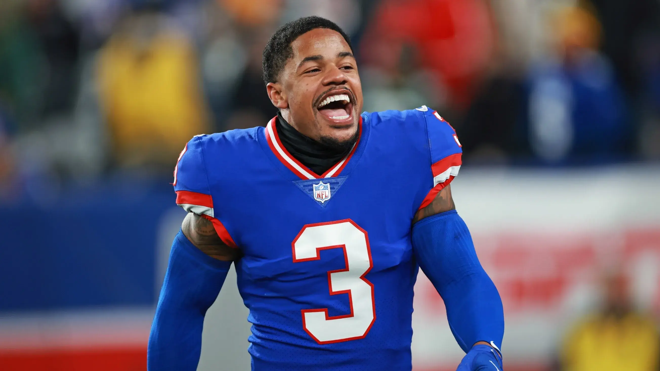 Dec 11, 2023; East Rutherford, New Jersey, USA; New York Giants wide receiver Sterling Shepard (3) warms up before the game against the Green Bay Packers at MetLife Stadium. / Vincent Carchietta-USA TODAY Sports