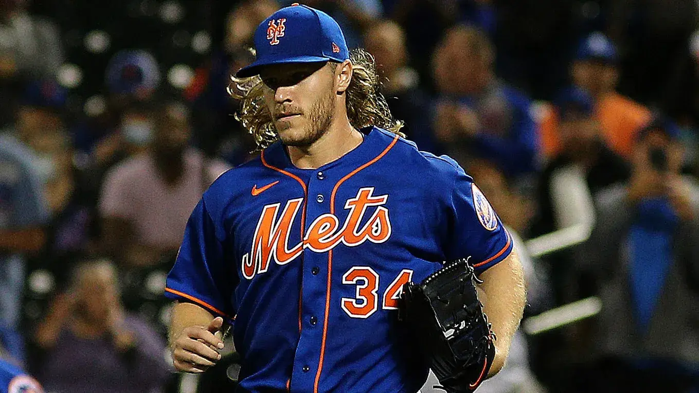 Sep 28, 2021; New York City, New York, USA; New York Mets starting pitcher Noah Syndergaard (34) takes the mound for the first time in over two years during the first inning of game two of a doubleheader against the Miami Marlins at Citi Field. / Andy Marlin-USA TODAY Sports